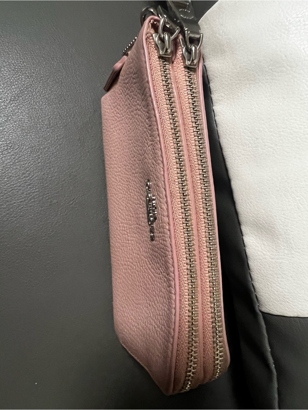 Coach Pink Leather Double-Zip Wristlet